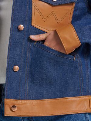 Dr. Scholl's x Wrangler Denim Leather Trim Jacket