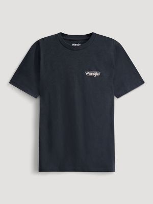 Riding Cowgirl Reg Fit Back Graphic Tee in Washed Black