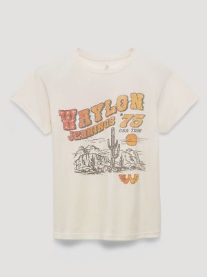Waylon Jennings 75 Tour Retro Reg Dual Graphic Tee from Wrangler - $39.99