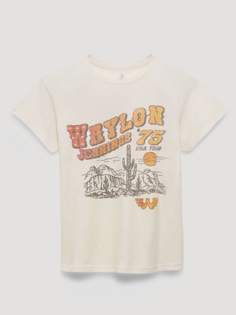 Женские футболки Wrangler Waylon Jennings 75 Tour Retro Reg Dual Graphic Tee