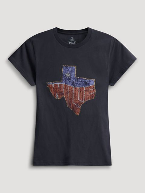 Женские футболки Wrangler Willie Nelson 84 Texas Shrunken Band Graphic Tee