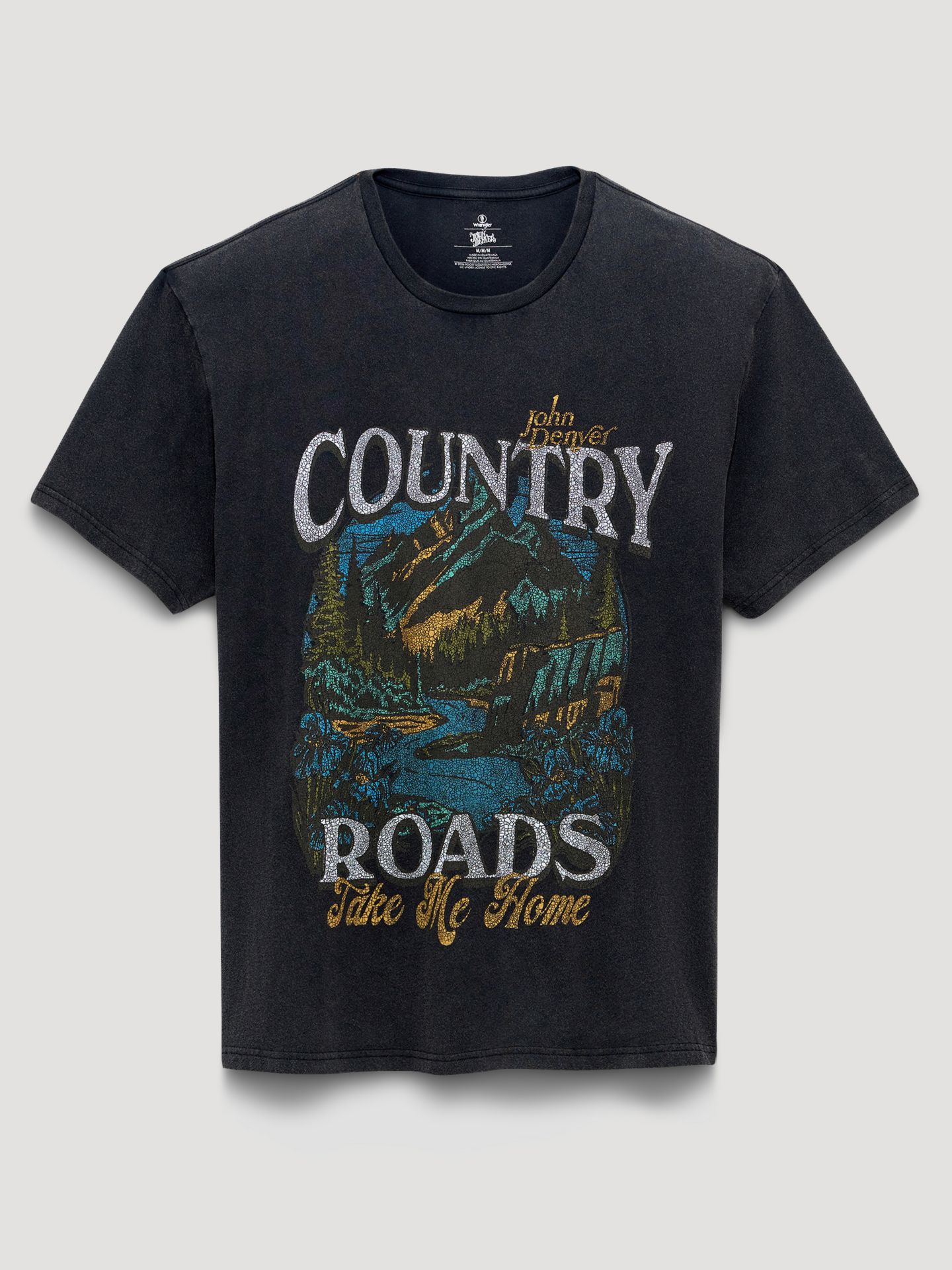 Футболка Wrangler John Denver Country Roads Vintage Fit Graphic, цвет: Потёртый чёрный — фото 1