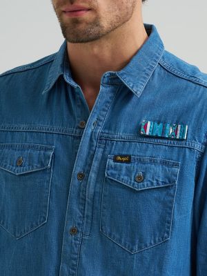 Chaco x Wrangler Denim Performance Shirt in Mid Wash