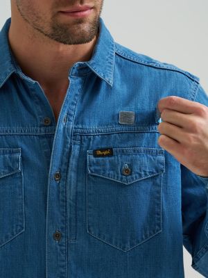 Chaco x Wrangler Denim Performance Shirt in Mid Wash