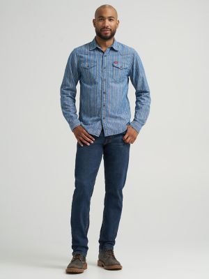 Men's Novelty Stripe Shirt in Chambray Stripe alternative view