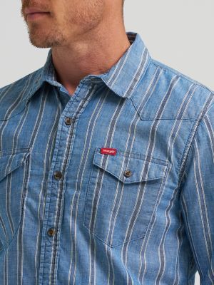 Men's Novelty Stripe Shirt in Chambray Stripe alternative view 3