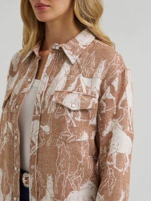 Women's Wrangler Jacquard Boyfriend Snap Shirt