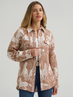 Women's Wrangler Jacquard Boyfriend Snap Shirt