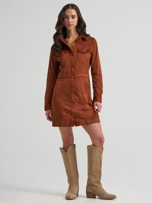 Women's Wrangler Sueded Western Snap Shirt Dress