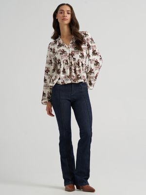 Women's Wrangler Ranch Print Juliet Blouse