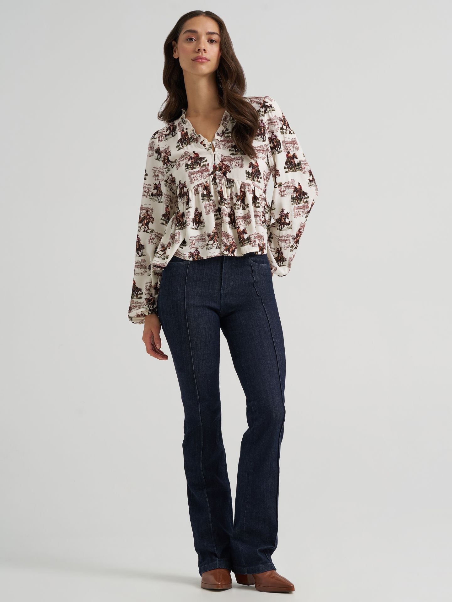 Женская блузка Wrangler Ranch Print Juliet, цвет: Белый — фото 2