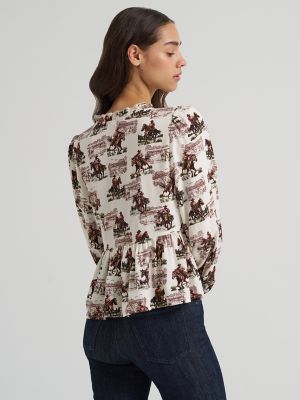 Women's Wrangler Ranch Print Juliet Blouse