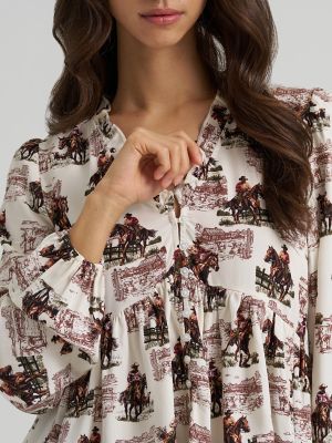 Women's Wrangler Ranch Print Juliet Blouse