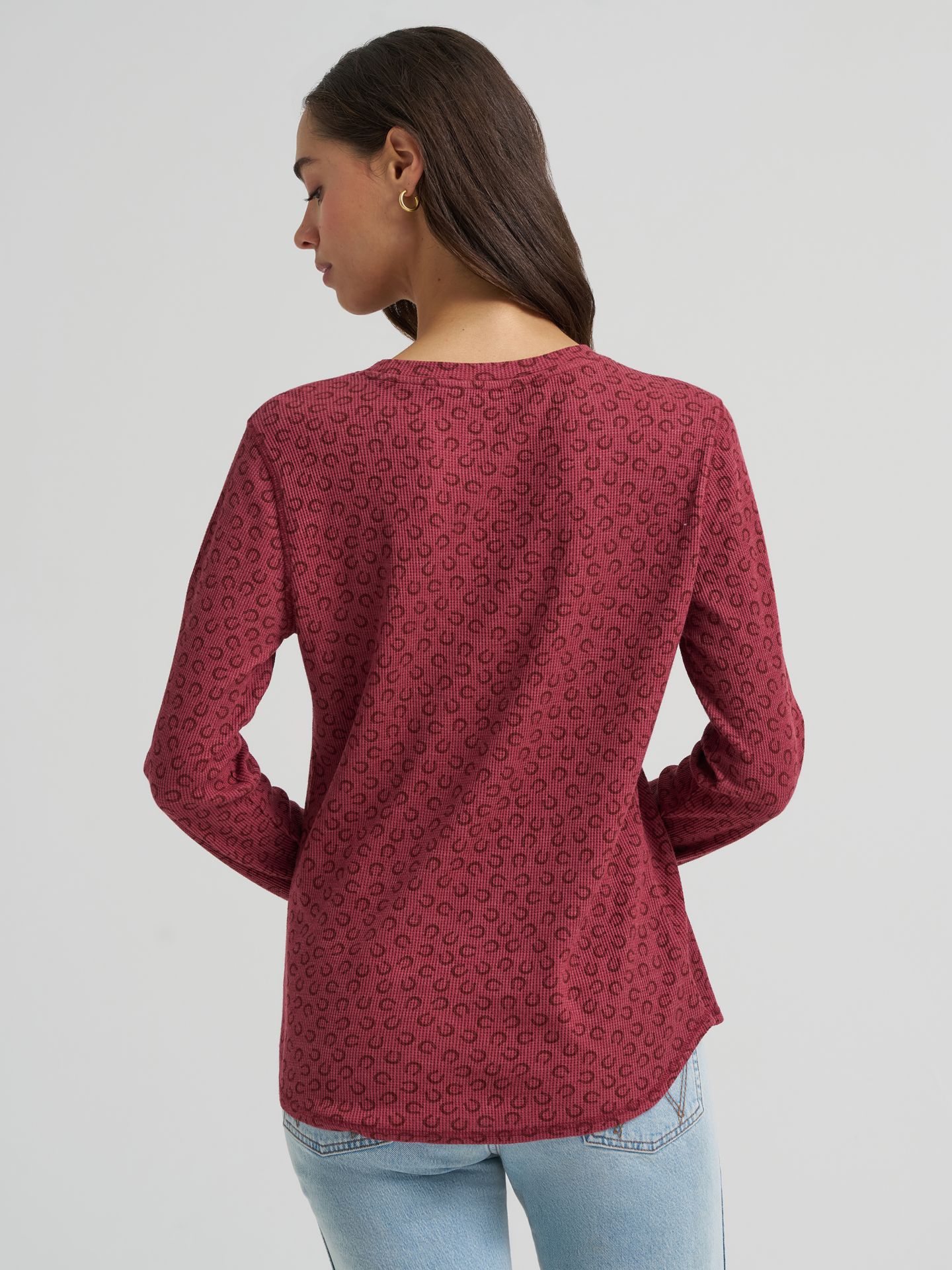 Женский топ Wrangler Printed Thermal Top, цвет: Бордовый — фото 3