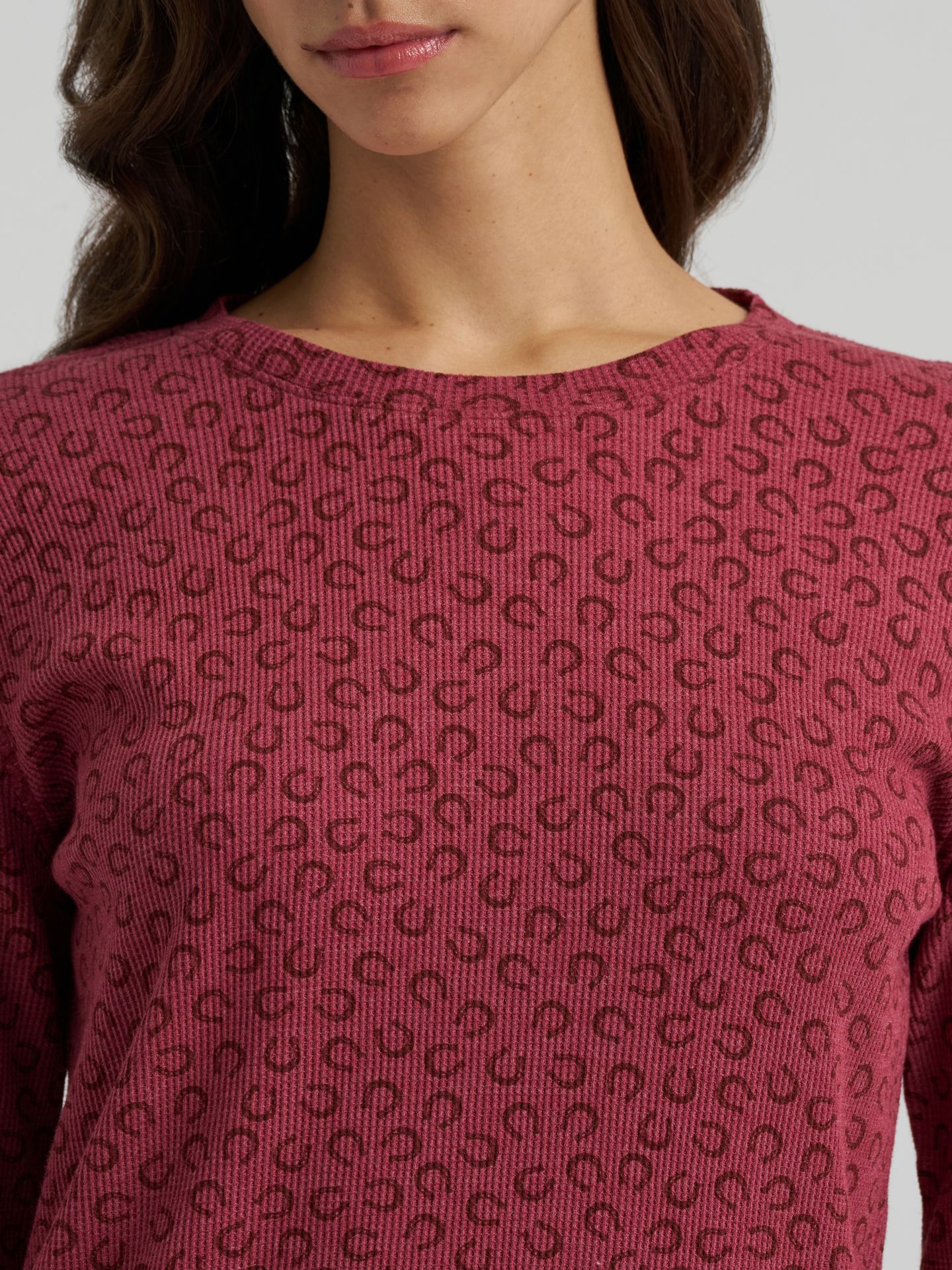 Женский топ Wrangler Printed Thermal Top, цвет: Бордовый — фото 5