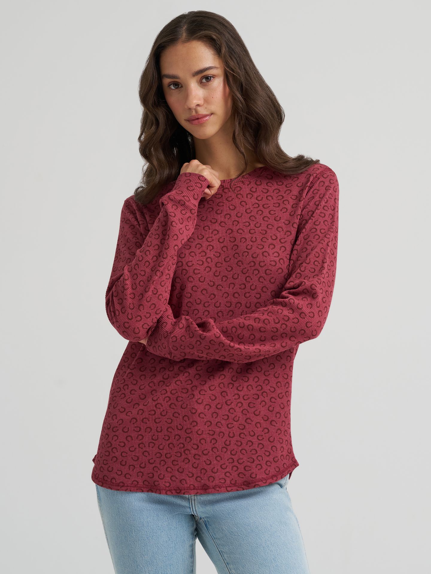 Женский топ Wrangler Printed Thermal Top, цвет: Бордовый — фото 1