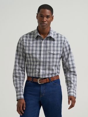 Men's Wrinkle Resist Long Sleeve Western Snap Plaid Shirt
