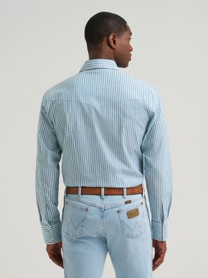 Men's Wrinkle Resist Long Sleeve Western Snap Stripe Shirt in Dusty Stripe alternative view 2