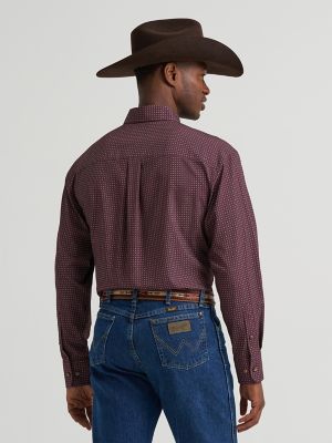 Wrangler&reg; George Strait&trade; Performance Button Down Shirt in Wine Cross alternative view 2