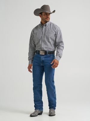 Wrangler&reg; George Strait&trade; Long Sleeve Button Down Two Pocket Shirt in Smoky Stripe alternative view 2