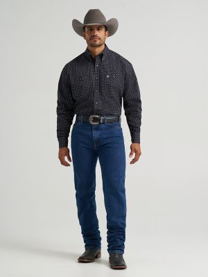 Wrangler&reg; George Strait&trade; Long Sleeve Button Down Two Pocket Shirt in Inky Tread alternative view 2