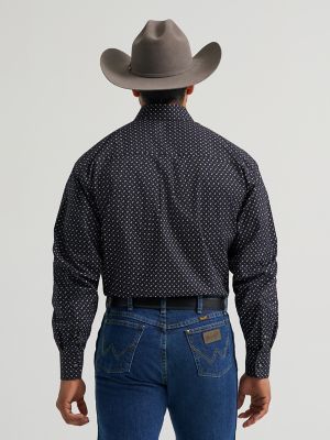 Wrangler&reg; George Strait&trade; Long Sleeve Button Down Two Pocket Shirt in Inky Tread alternative view 3
