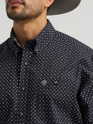 Wrangler&reg; George Strait&trade; Long Sleeve Button Down Two Pocket Shirt in Inky Tread alternative view 4