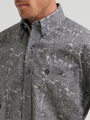 Wrangler&reg; George Strait&trade; Long Sleeve Button Down One Pocket Shirt in Heritage Ash alternative view 3