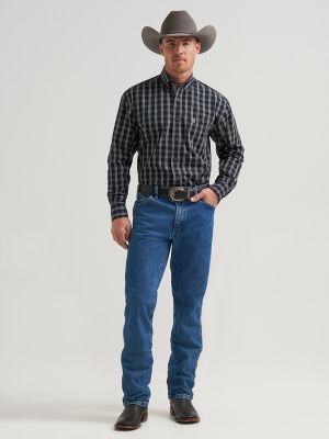 Wrangler&reg; George Strait&trade; Long Sleeve Button Down One Pocket Shirt in Campfire Black alternative view 2