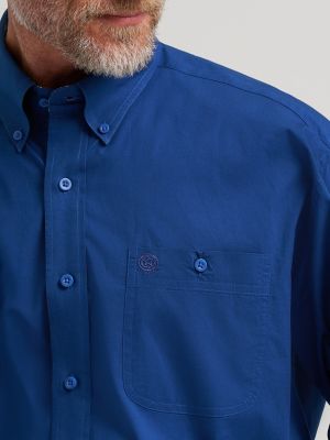 Wrangler&reg; George Strait&trade; Solid One Pocket Button Down Shirt in Blue Creek alternative view 4
