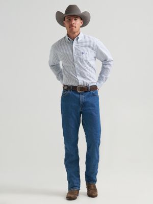 Wrangler&reg; George Strait&trade; Long Sleeve Button Down One Pocket Shirt in Dotty Blue alternative view