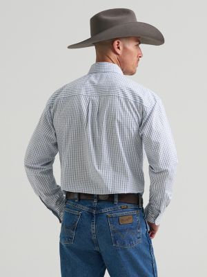 Wrangler&reg; George Strait&trade; Long Sleeve Button Down One Pocket Shirt in Dotty Blue alternative view 2