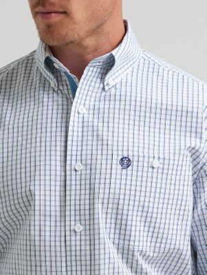 Wrangler&reg; George Strait&trade; Long Sleeve Button Down One Pocket Shirt in Dotty Blue alternative view 3