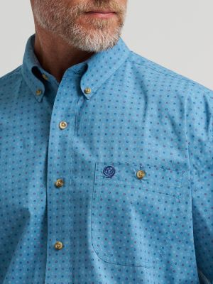 Wrangler&reg; George Strait&trade; Long Sleeve Button Down One Pocket Shirt in Dotty Blue alternative view 4