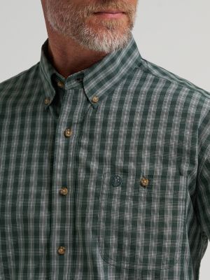 Wrangler&reg; George Strait&trade; Long Sleeve Button Down One Pocket Shirt in Juniper Check alternative view 4