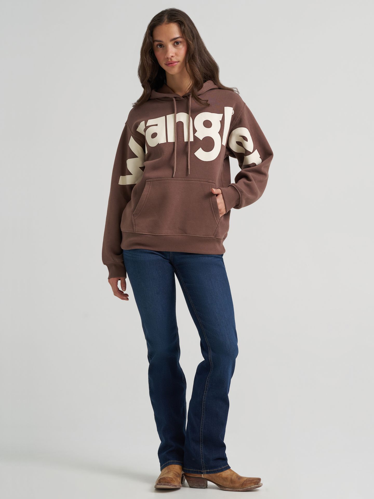 Женское худи Wrangler Wide Open Spaces Logo, цвет: Какао — фото 2