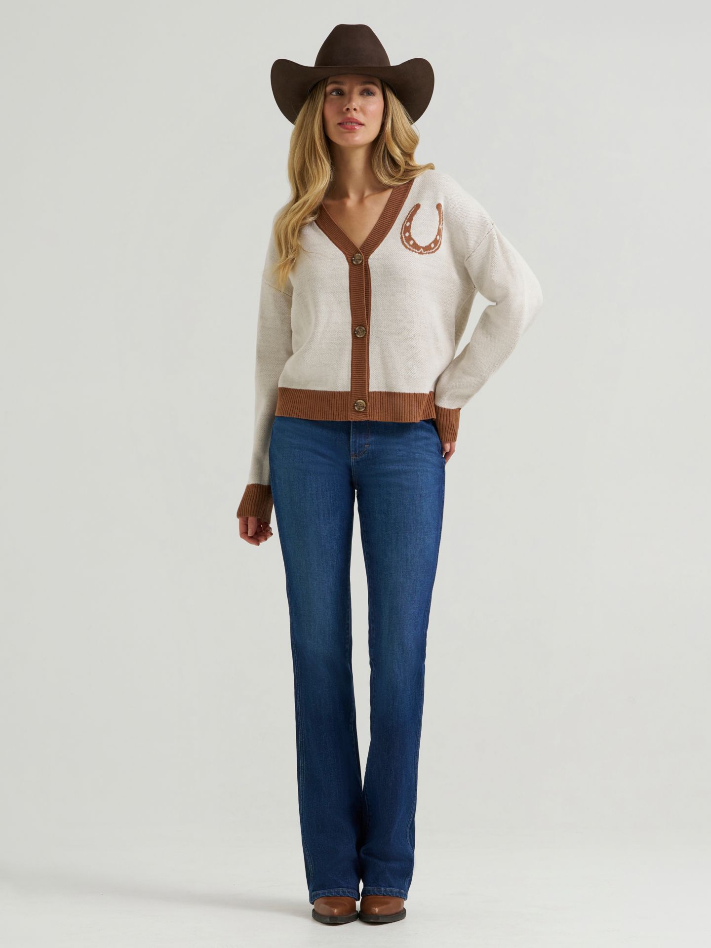 Женский кардиган Wrangler V-Neck, цвет: Кремовый — фото 2