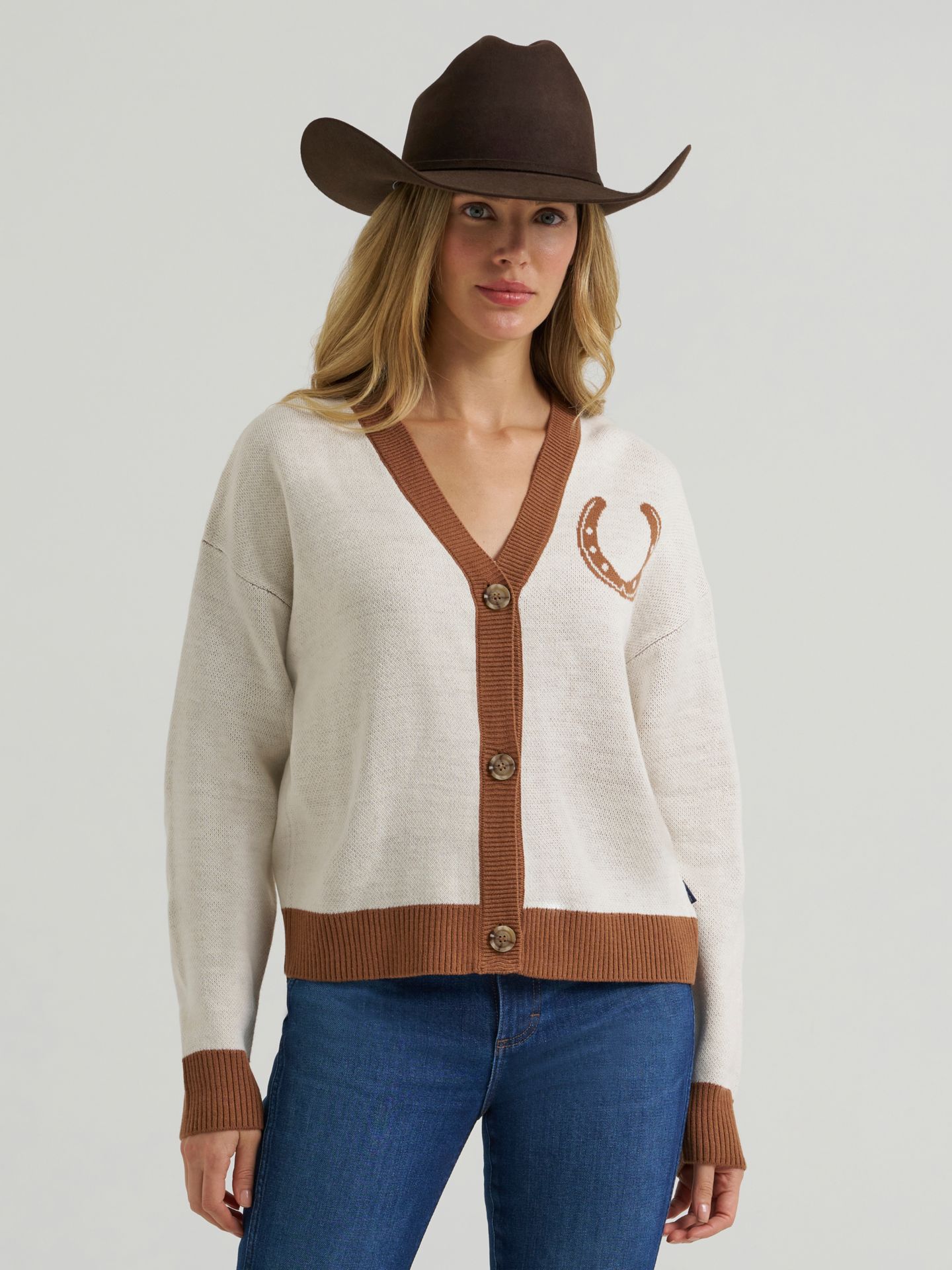 Женский кардиган Wrangler V-Neck, цвет: Кремовый — фото 1