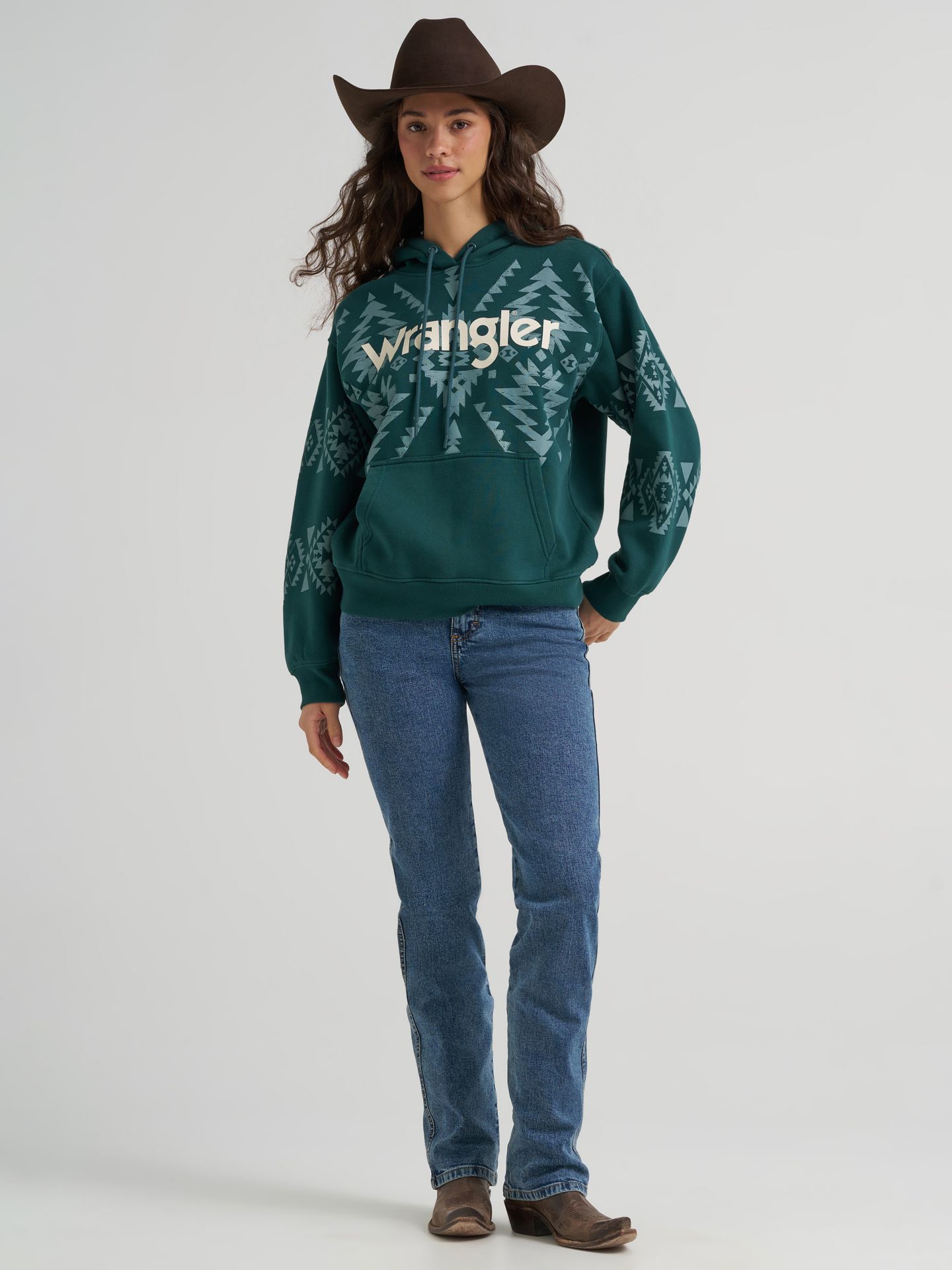 Женское худи Wrangler Painted Geo Graphic, цвет: Бирюзовый — фото 2