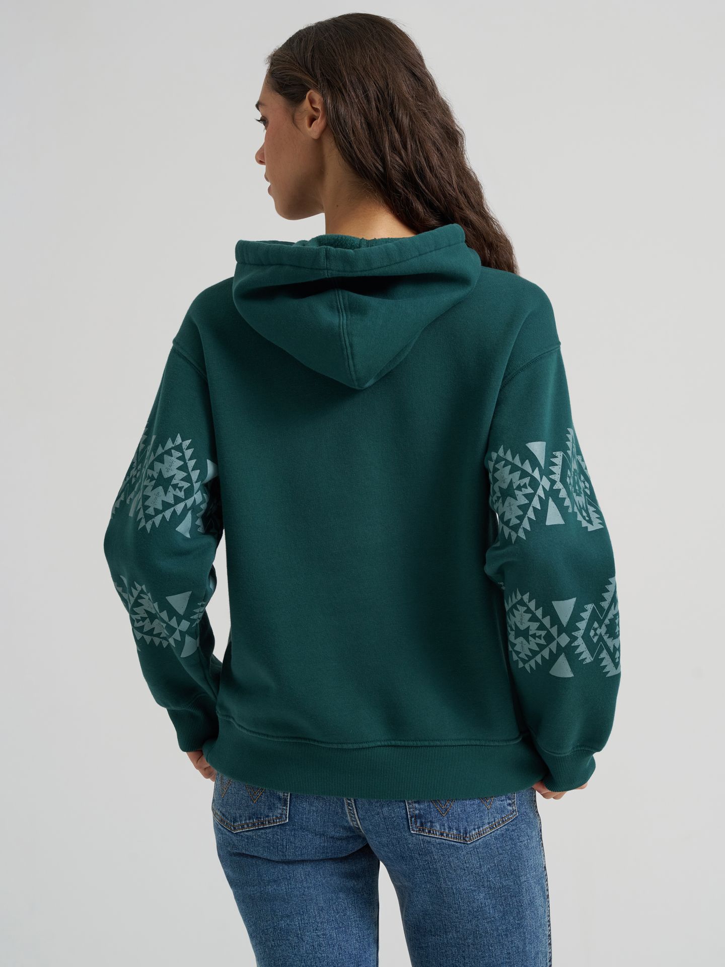 Женское худи Wrangler Painted Geo Graphic, цвет: Бирюзовый — фото 3