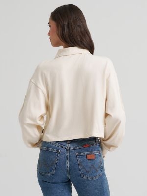 Women's Wrangler Western Polo Shirt in Cream alternative view 2