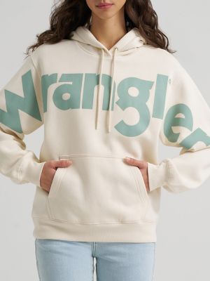 Women&rsquo;s Wrangler Wide Open Spaces Logo Hoodie in Frozen Pond alternative view 3