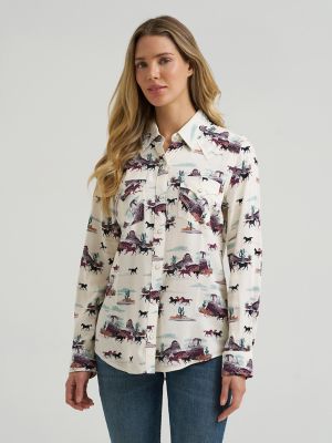Women's Wrangler Bold Bucking Cowboy Sierra Snap Shirt