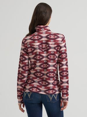 Women's Wrangler Skye Performance Quarter Snap Pullover in Burgundy Serape