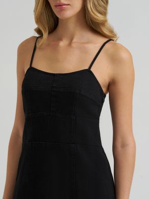 Women's Wrangler Denim Slit Front Maxi Dress in Black Wash alternative view 4