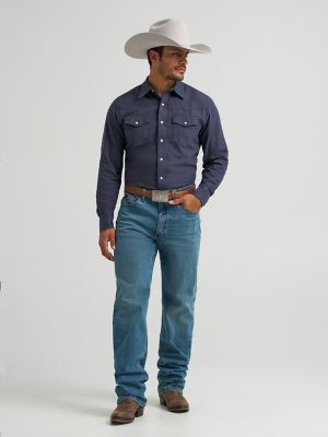 Men's Cody Johnson Two Pocket Western Snap Shirt in Solid Blue