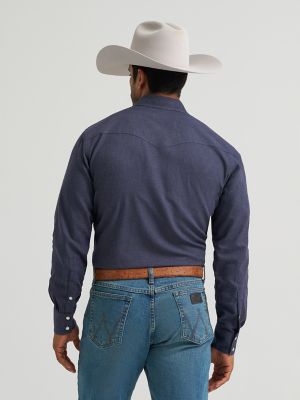 Men's Cody Johnson Two Pocket Western Snap Shirt in Solid Blue