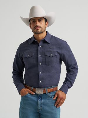 Men's Cody Johnson Two Pocket Western Snap Shirt in Solid Blue