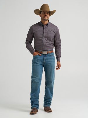 Men's Cody Johnson One Pocket Button Down Shirt in Navy Microdiamond