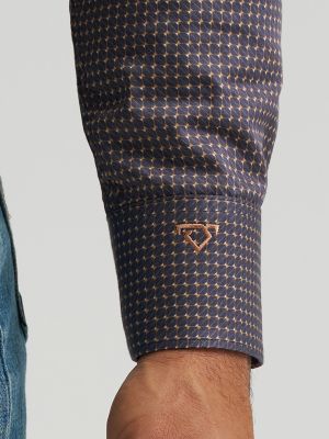 Men's Cody Johnson One Pocket Button Down Shirt in Navy Microdiamond